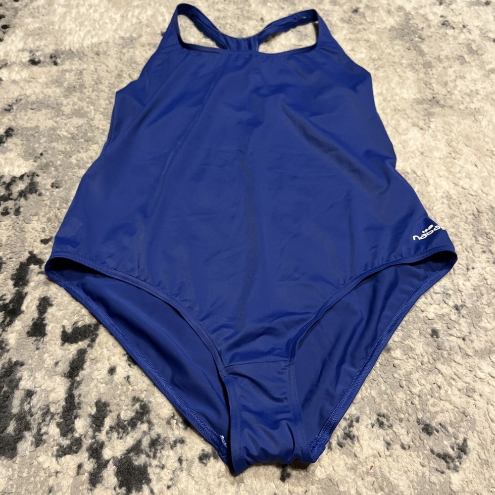 Nabaiji Womens Leony One Piece Swimsuit Royal Blue Racerback Athletic Large NEW